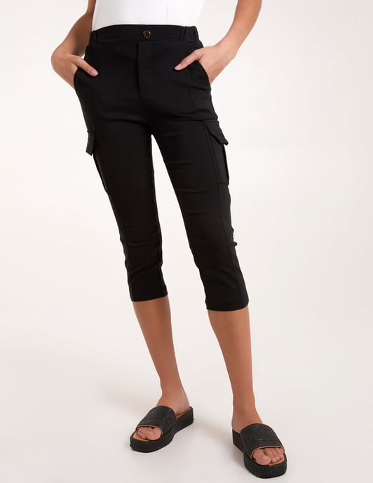 Seam Detail Crop Trousers With Cargo Pocket - Image 3