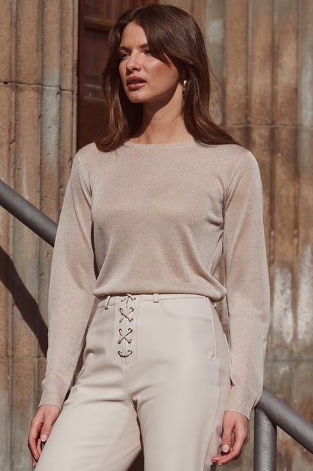 Gold Metallic Semi Sheer Jumper - Image 1
