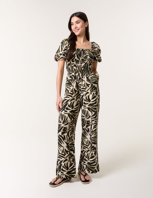 Palm Print Jumpsuit - Image 1