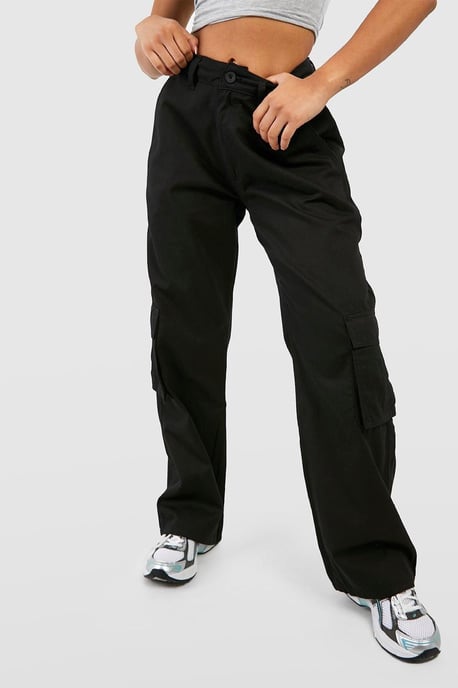Petite High Waisted Twill Straight Leg Cargo Pants - Image 4