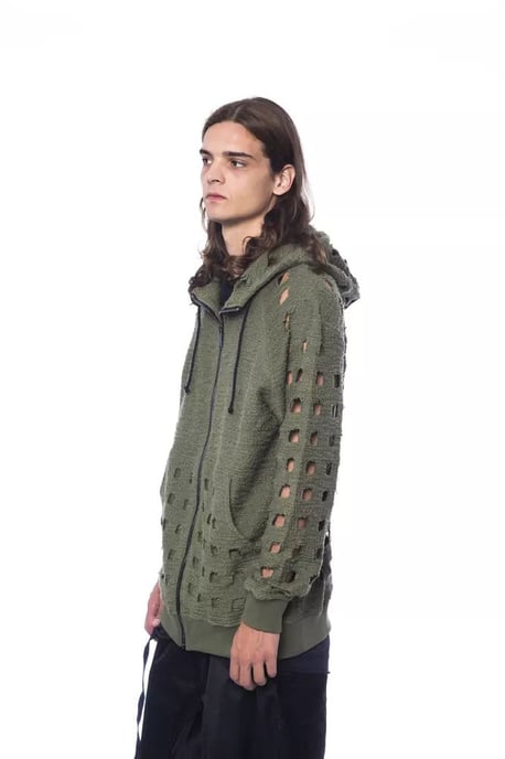 Urtagen Stickad Hoodie Modell Olivgrön - Image 2