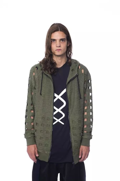 Urtagen Stickad Hoodie Modell Olivgrön - Image 4