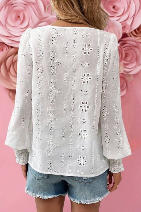 Ögla Broderad Långärmad Topp - Image 2