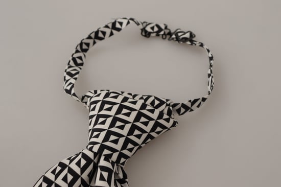 Geometrisch Patroon Stropdas Zwart En Beige - Image 3