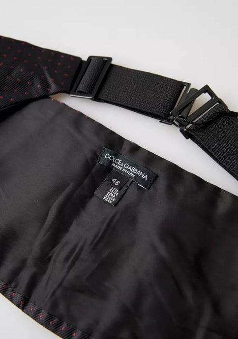 Svart Röd Prickig Silkes Cummerbund - Image 3
