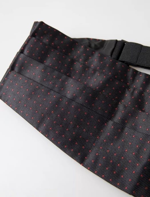 Svart Röd Prickig Silkes Cummerbund - Image 4