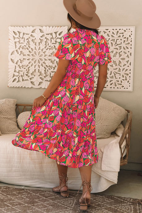 Floral Print Midi Dress Relaxed Fit - Image 2