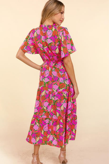 Floral Print Midi Dress Relaxed Fit - Image 6