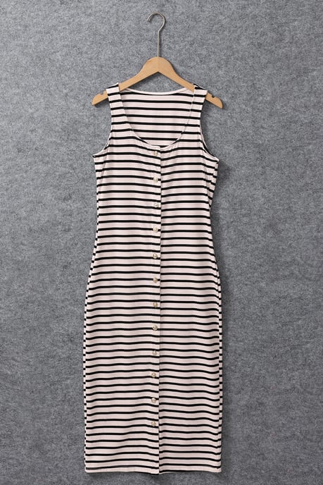 Striped Buttondown Midi Dress - Image 6