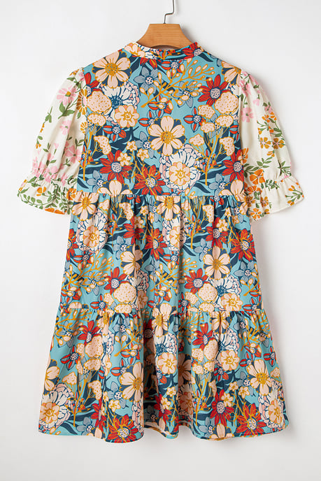 Floral Print Mini Dress Tiered Hem - Image 5