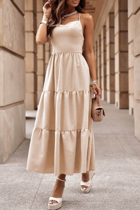 Tiered Maxi Dress Square Neck Sleeveless - Image 3