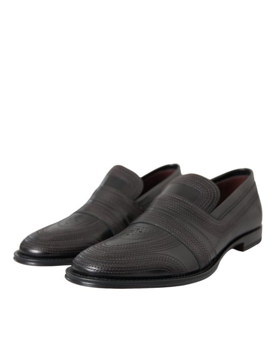 Läder Loafers Broderad Slipon Stil - Image 3