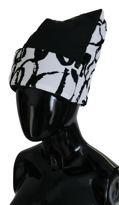 Abstract Print Beanie Zwartwit - Image 2