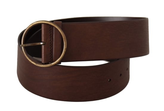 Leather Belt Brown Circular Buckle - Image 2