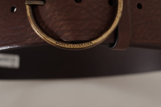 Leather Belt Brown Circular Buckle - Image 4