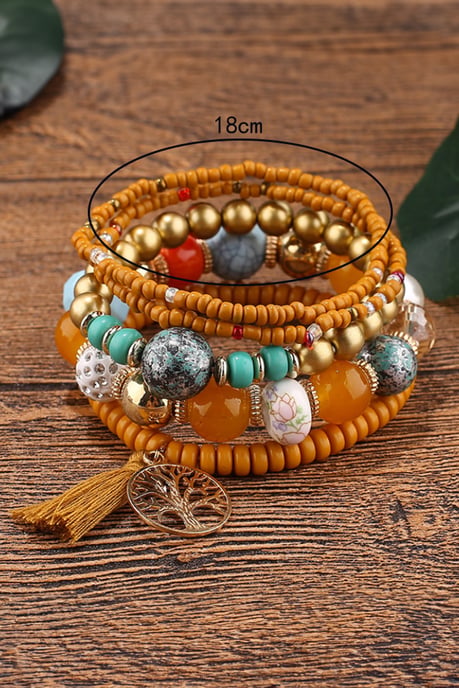 Beaded Bracelet Set Tree Of Life Charm - Image 4