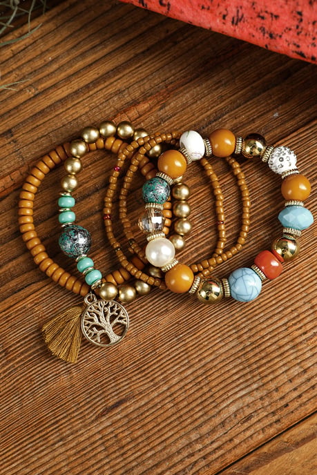 Beaded Bracelet Set Tree Of Life Charm - Image 5