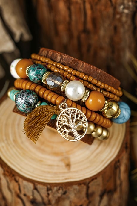 Beaded Bracelet Set Tree Of Life Charm - Image 6