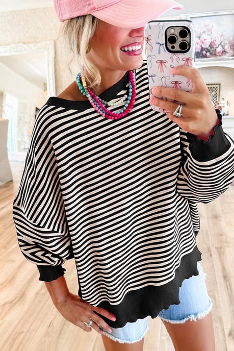 Striped Pullover Top Relaxed Fit - Image 2