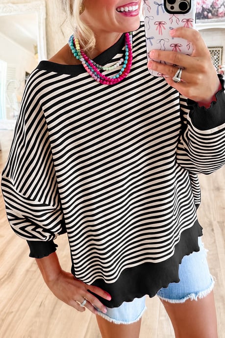 Striped Pullover Top Relaxed Fit - Image 3
