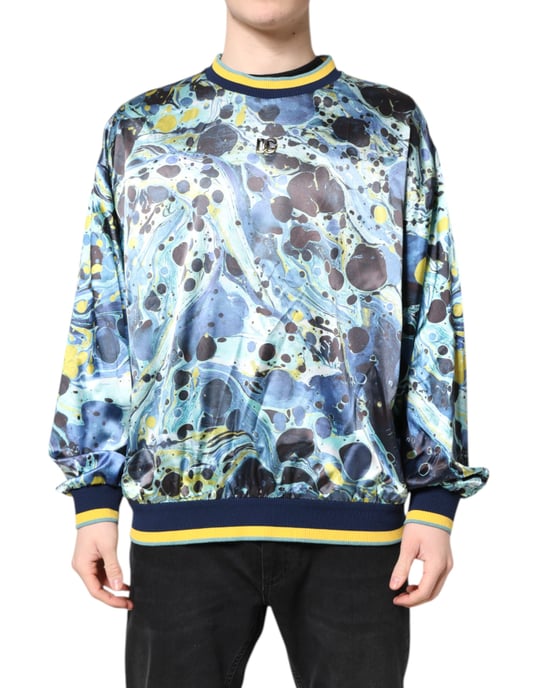 Marbled Print Pullover Sweater - Image 1
