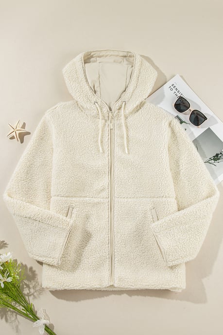 Sherpa Fleece Jacket With Hood - Image 3