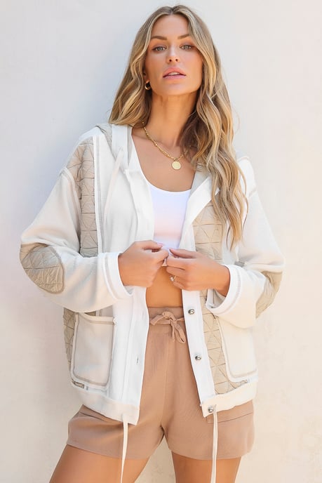 Vadderad Waffleknit Hoodie-jacka - Image 3