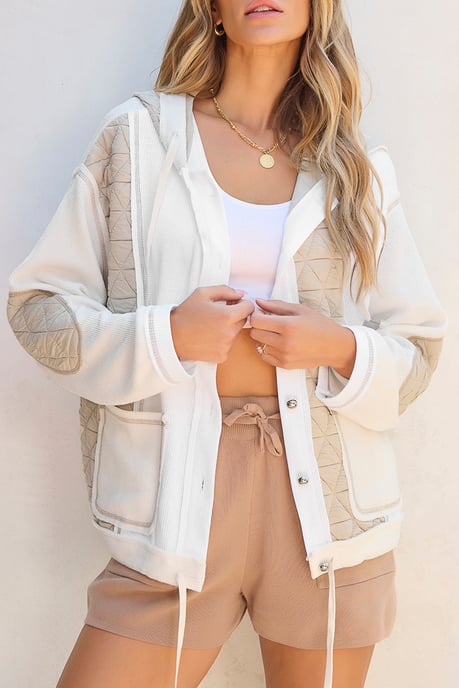 Vadderad Waffleknit Hoodie-jacka - Image 4