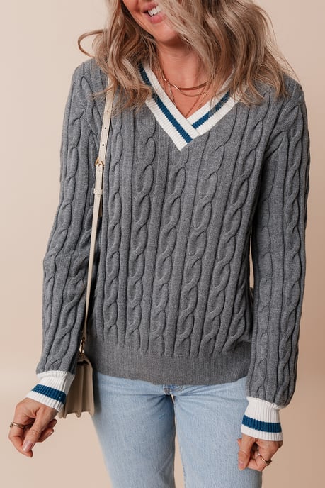 Cable Knit Vneck Sweater - Image 5