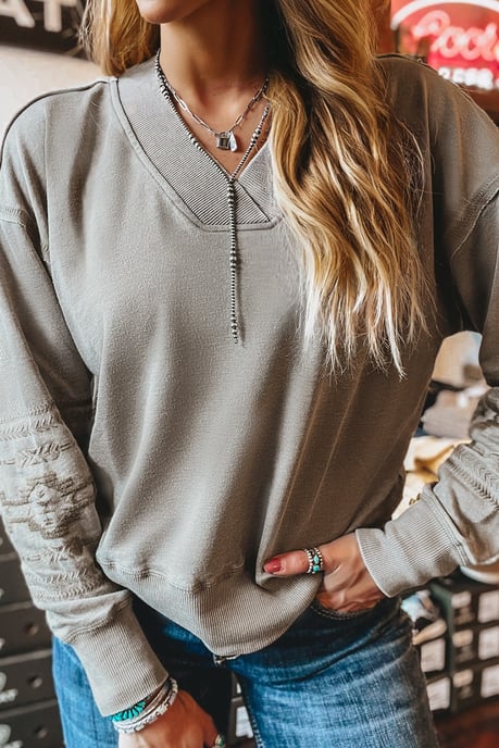 Embroidered Sleeve Sweatshirt - Image 1