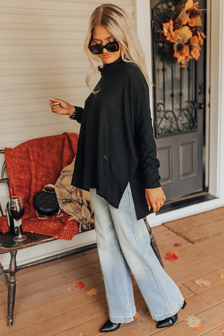 Oversized Mock Neck Sweater Relaxed Fit - Image 2