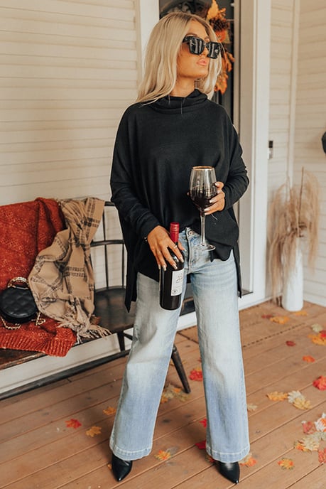 Oversized Mock Neck Sweater Relaxed Fit - Image 3