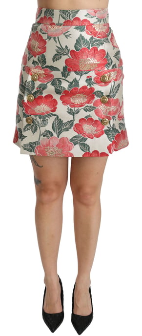 Floral Brocade Mini Skirt Fuschia - Image 1