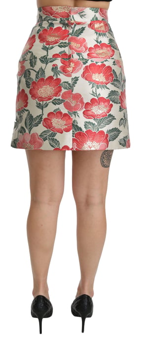 Floral Brocade Mini Skirt Fuschia - Image 5