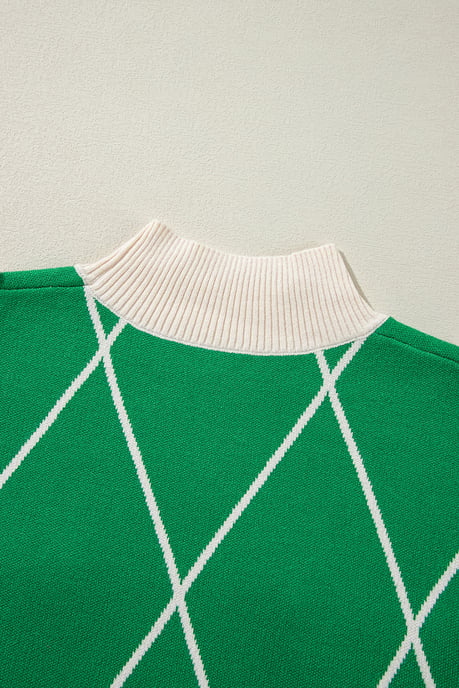 Mock Neck Diamond Knit Sweater - Image 2