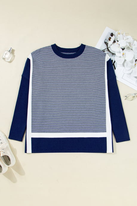 Gestreepte Poncho Met Lange Mouwen Trui - Image 5