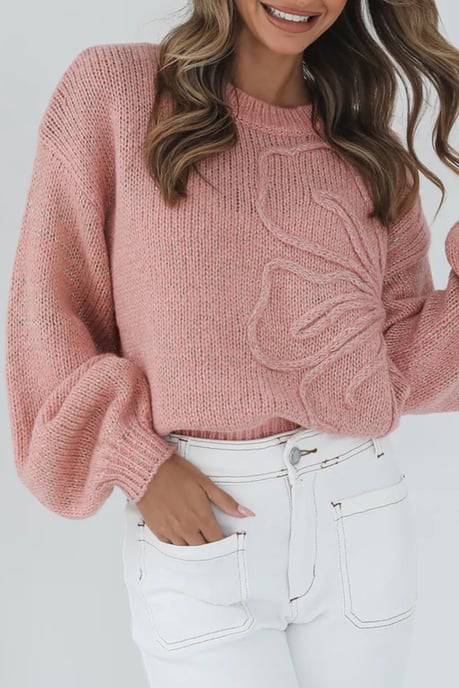 Floral Knit Sweater - Image 1