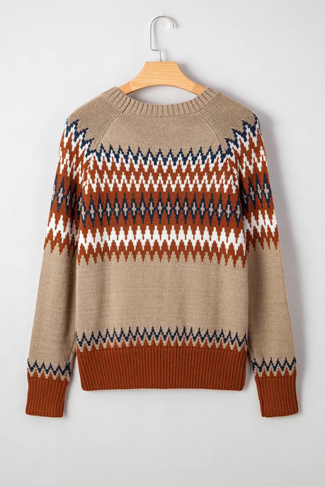 Fair Isle Pattern Knit Sweater - Image 6