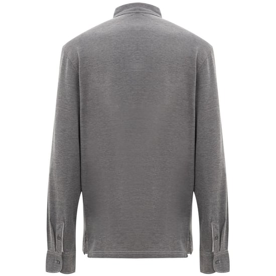 Långärmad polo skjorta melange grå - Image 3