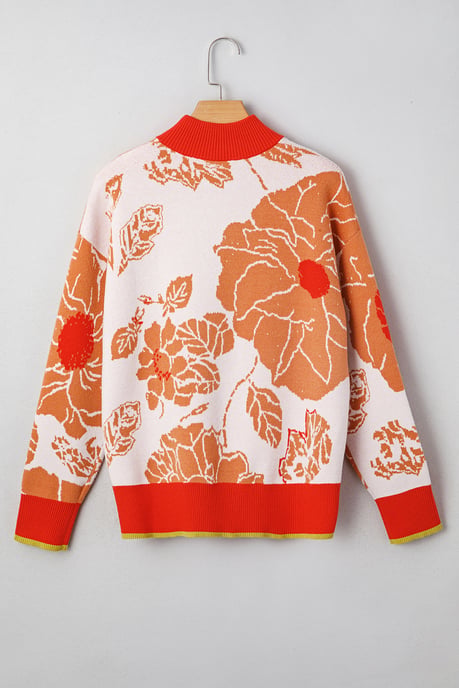 Floral Print Zipup Sweater - Image 4