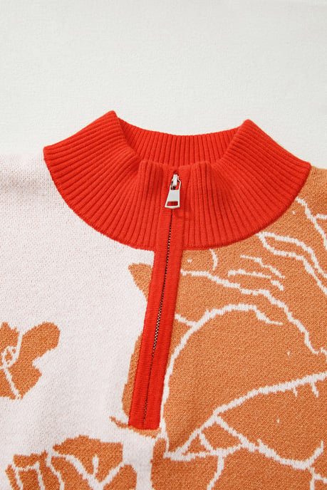 Floral Print Zipup Sweater - Image 6