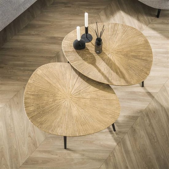 Hoyz salontafel set-2 organisch ray brons/goud metaal - Image 1