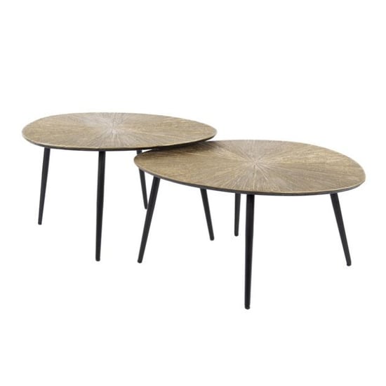 Hoyz salontafel set-2 organisch ray brons/goud metaal - Image 2