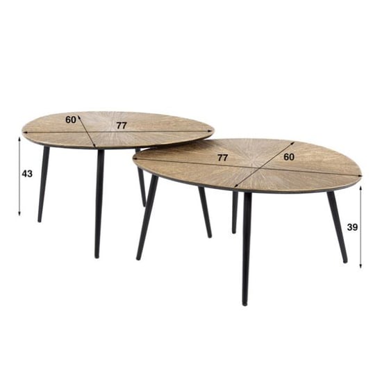 Hoyz salontafel set-2 organisch ray brons/goud metaal - Image 3