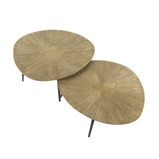 Hoyz salontafel set-2 organisch ray brons/goud metaal - Image 5