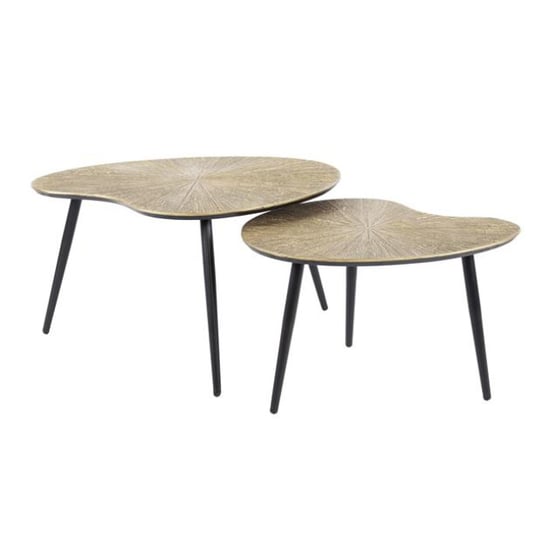 Hoyz salontafel set-2 niervormig ray brons/goud metaal - Image 2