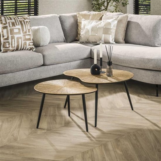 Hoyz salontafel set-2 niervormig ray brons/goud metaal - Image 3