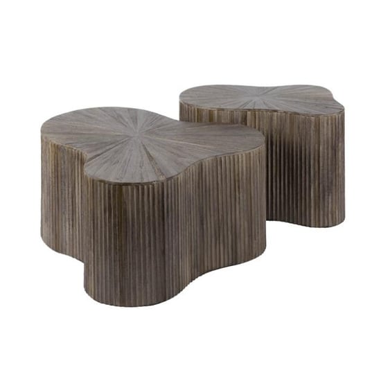 Hoyz salontafel shamrock maya teak teak rust brown set van 2 - Image 3