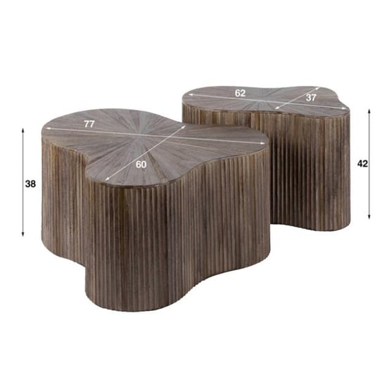 Hoyz salontafel shamrock maya teak teak rust brown set van 2 - Image 4