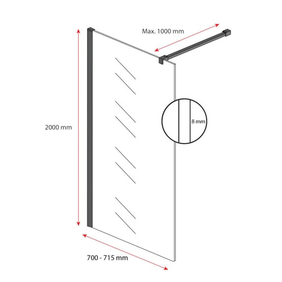 Badplaats Douchewand florida 70 x 200 cm goud – inloopdouche 8 mm - Image 5